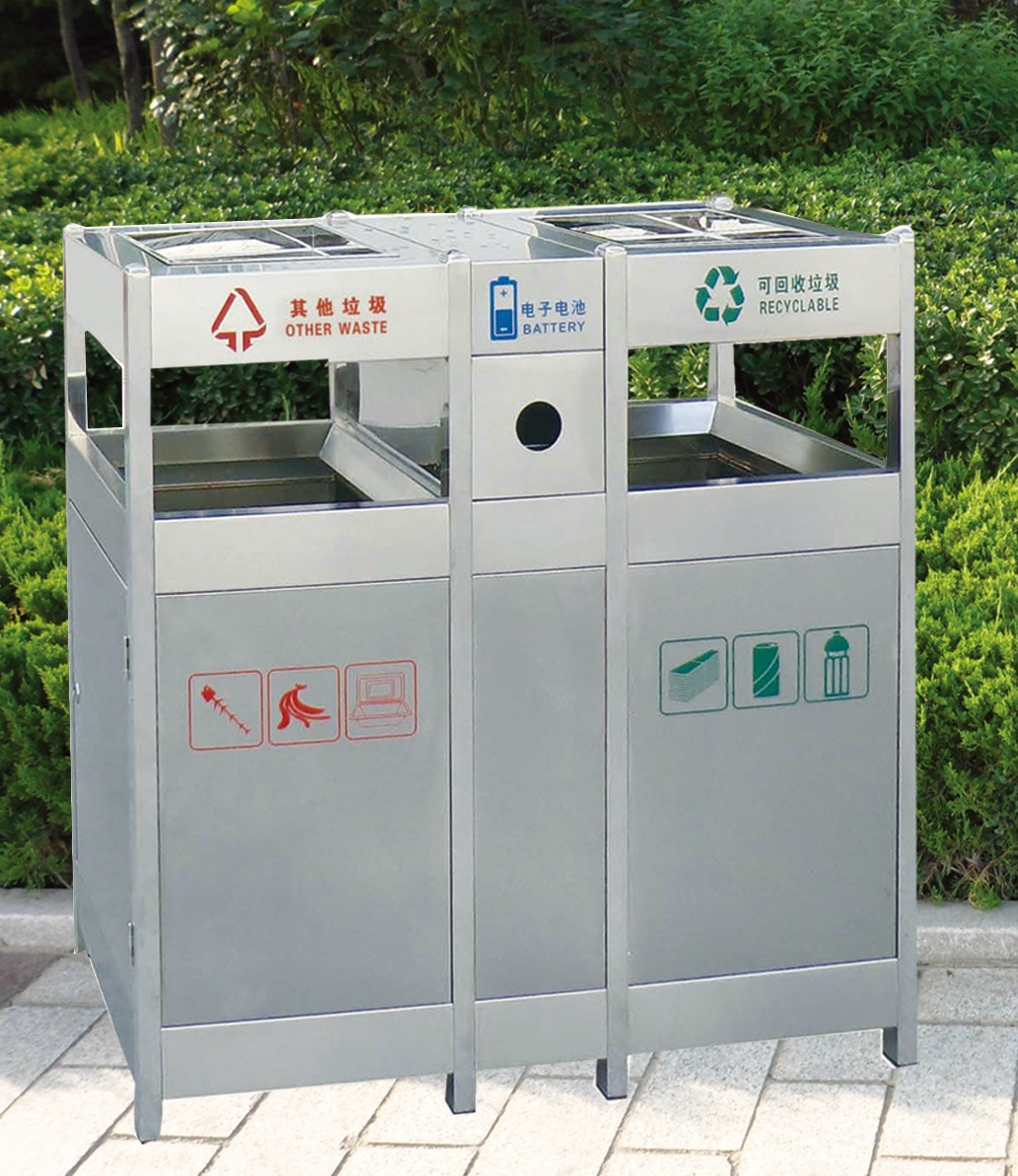 淄博不銹鋼分類垃圾桶，濟(jì)寧不銹鋼分類果皮箱